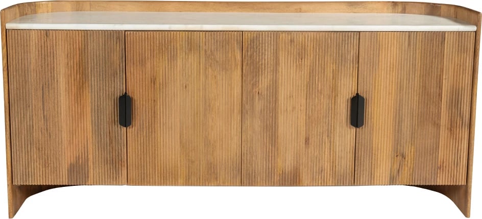 Komodë ORGANIC BITTER, 4 dyer, dru arre dhe e bardhë, 165x45x75