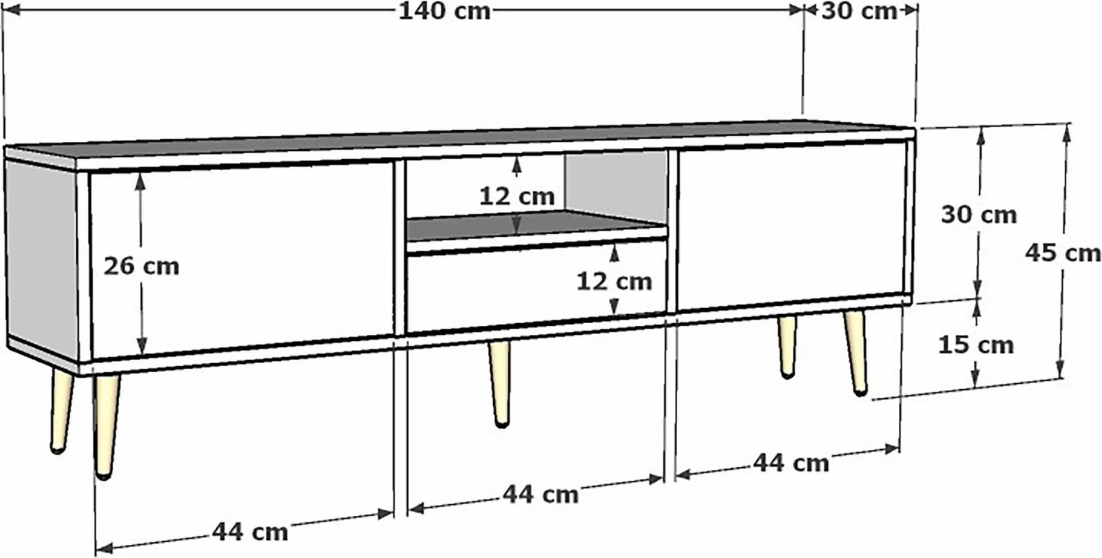 Komodë për TV, ngjyrë antracit dhe ari, Skye Decor, 1306-DROP-1