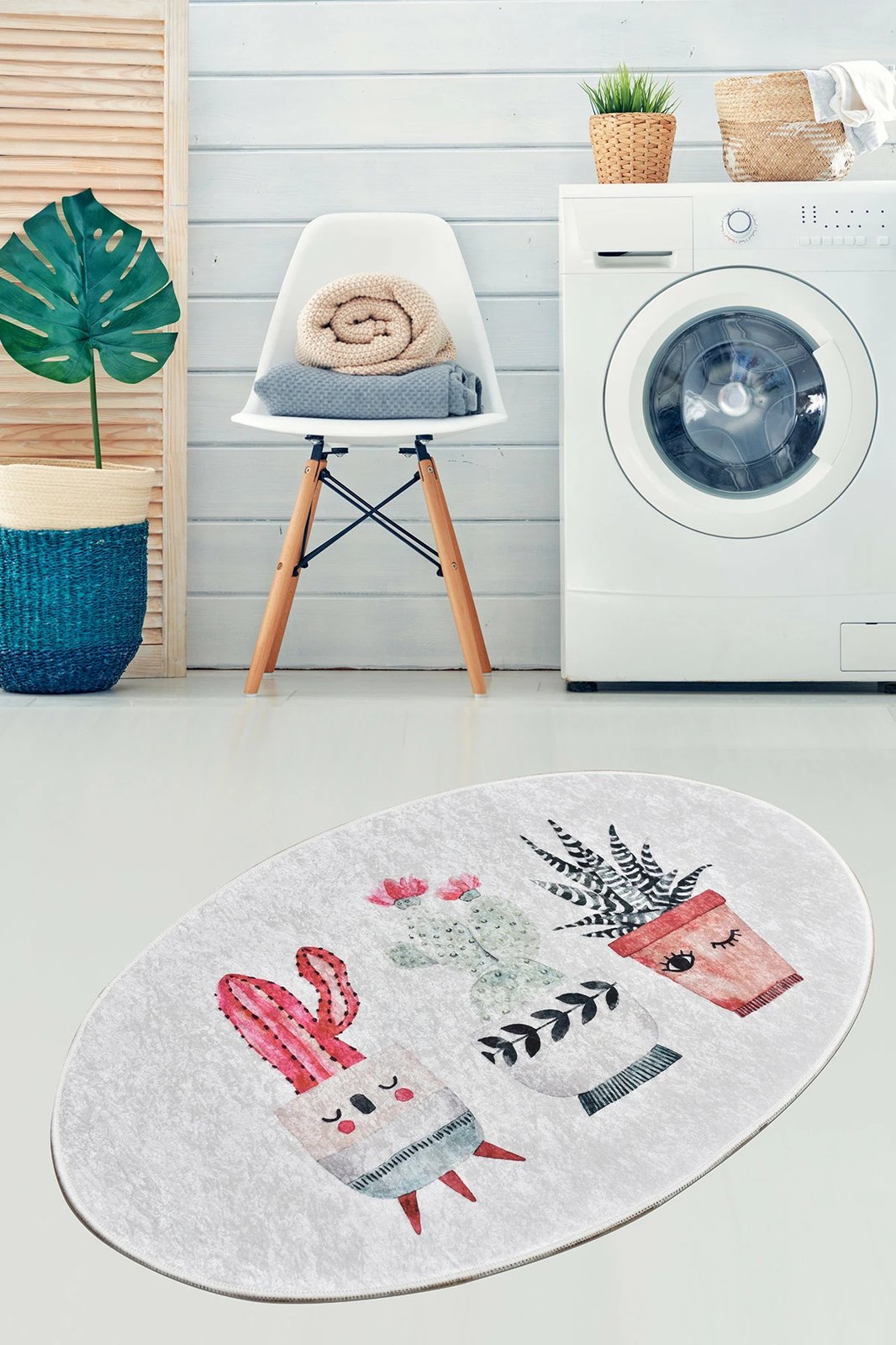 Tapet banje Mijölnir, Happy Cactus Djt, shumëngjyrësh, 80x120cm