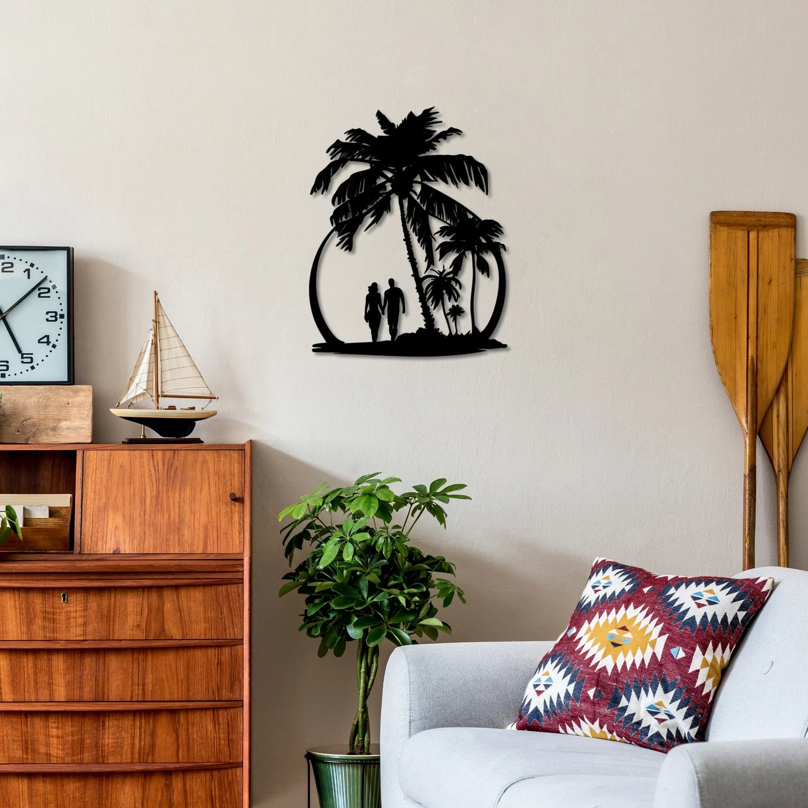 Aksesor dekorativ metalik për mur, Wallity, plazh