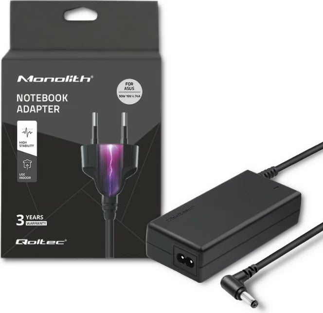 Kasë furnizimi Qoltec për Asus, 90W, 19V, 4.74A, 5.5x2.5mm, e zezë
