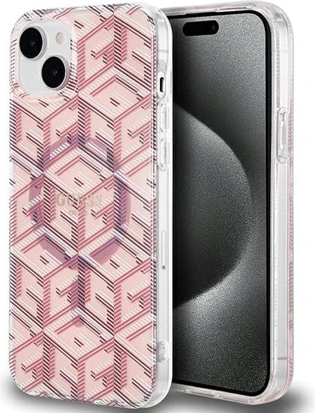 Mbështjellës Guess IML GCube MagSafe për iPhone 15 Plus / 14 Plus, Rozë Mbështjellës Guess IML GCube MagSafe për iPhone 15 Plus / 14 Plus, Rozë