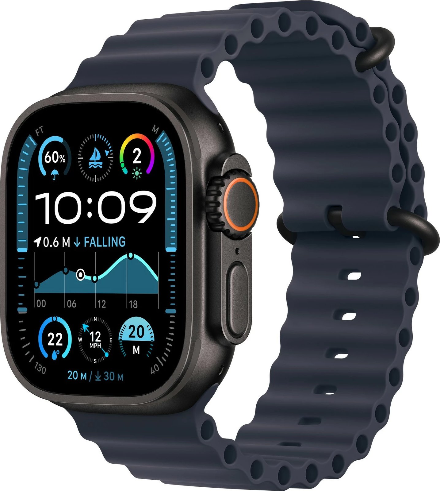 Rrip Apple Ocean Band 49mm, fluoroelastomer, titanium, navy
