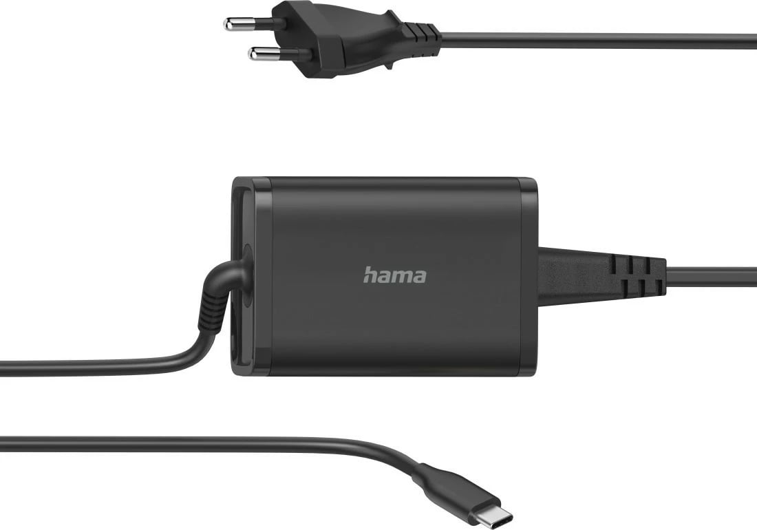 Karikues universal Hama 200006 për laptop, USB-C, 65W, i zi