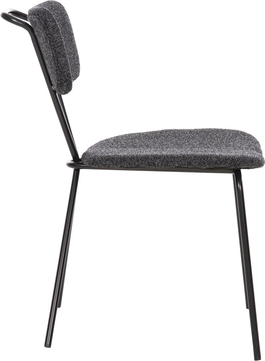 Karrige ngrënieje DORY, kornizë metalike e zezë, pëlhurë gri e errët, 48,5x61x76H cm., set prej 4 copash