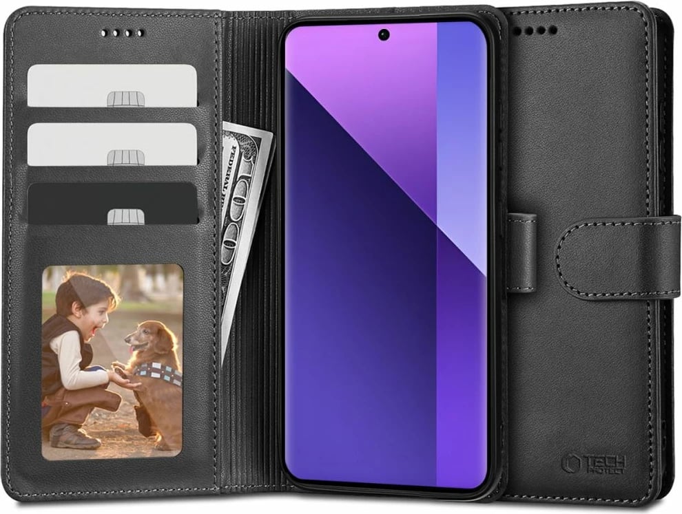 Mbështjellës portofol Tech-Protect për Xiaomi Redmi Note 13 Pro+ 5G, i zi