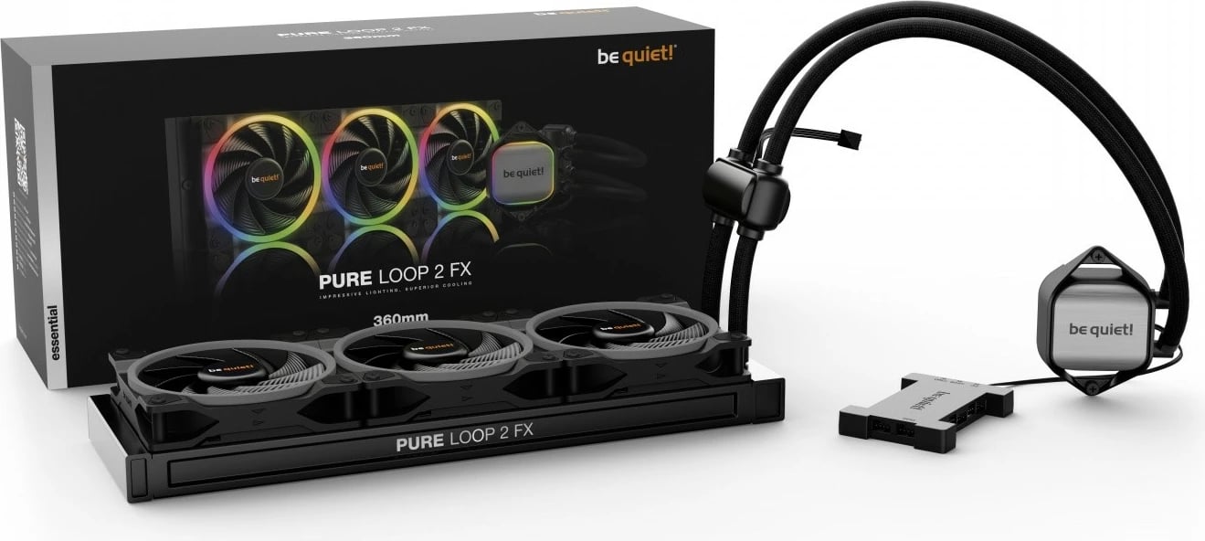 Ftohës CPU me ujë Be quiet! Pure Loop 2 FX 360mm, 3 ventilatorë ARGB, i zi