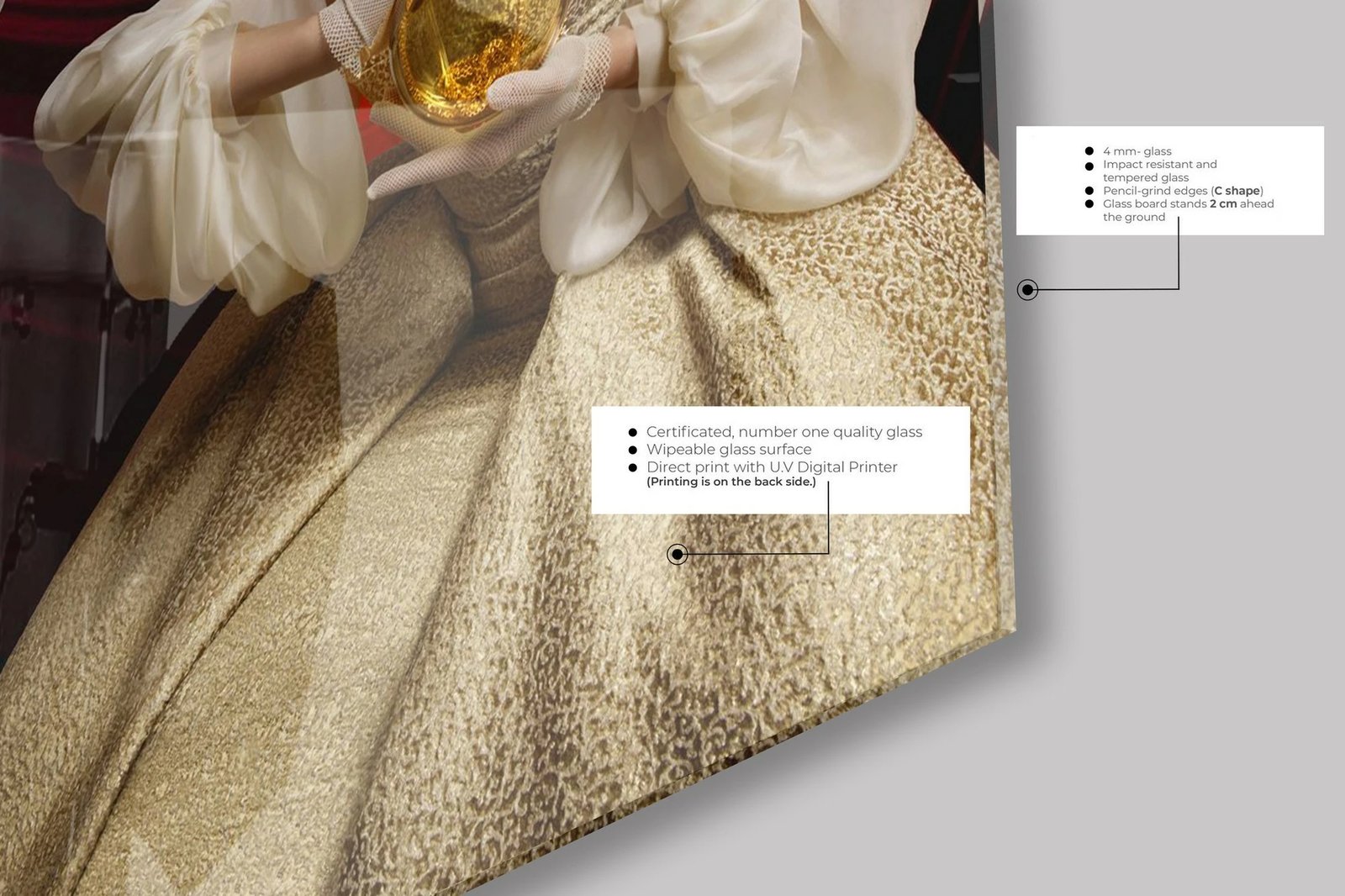 Pikturë dekorative prej xhami të temperuar, shumëngjyrëshe, CAM3683 - 50x70cm