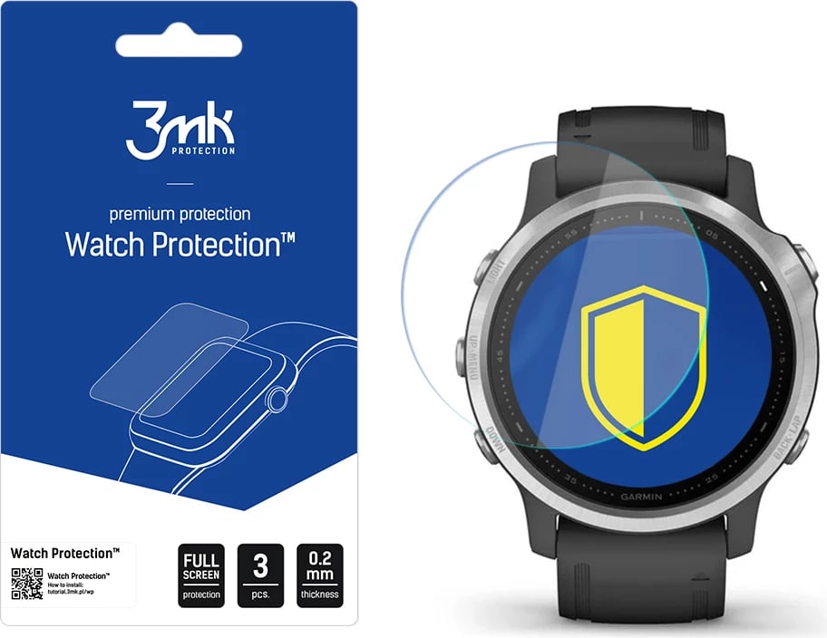 Mbrojtës ekrani për smartwatch 3mk Protection, Watch Protection FlexibleGlass Lite, për Garmin Fenix 6S, Set 3 copë