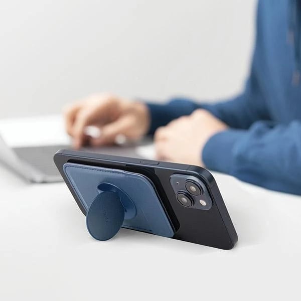 Mbështjellës magnetik për kartela UNIQ Flix, me stand, për smartphone, Kaltër navy