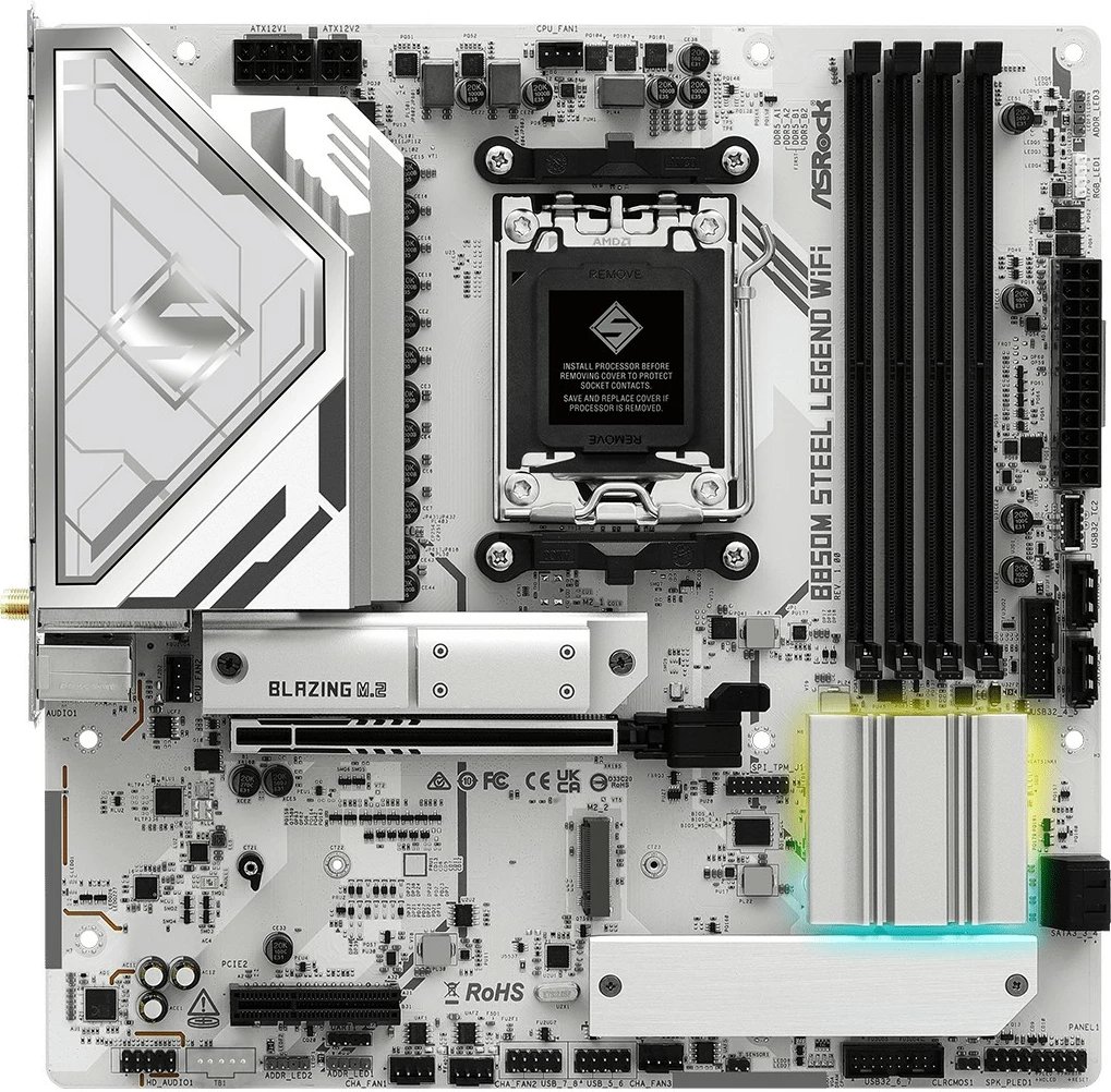 Pllakë amë ASRock B850M Steel Legend WiFi, Socket AM5, DDR5, Wi-Fi 7, e bardhë
