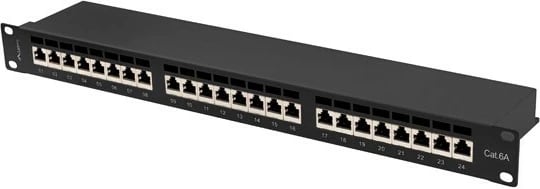 Patchpanel Lanberg PPSA-1024-B, 24 porta, 1U, CAT 6a, zi