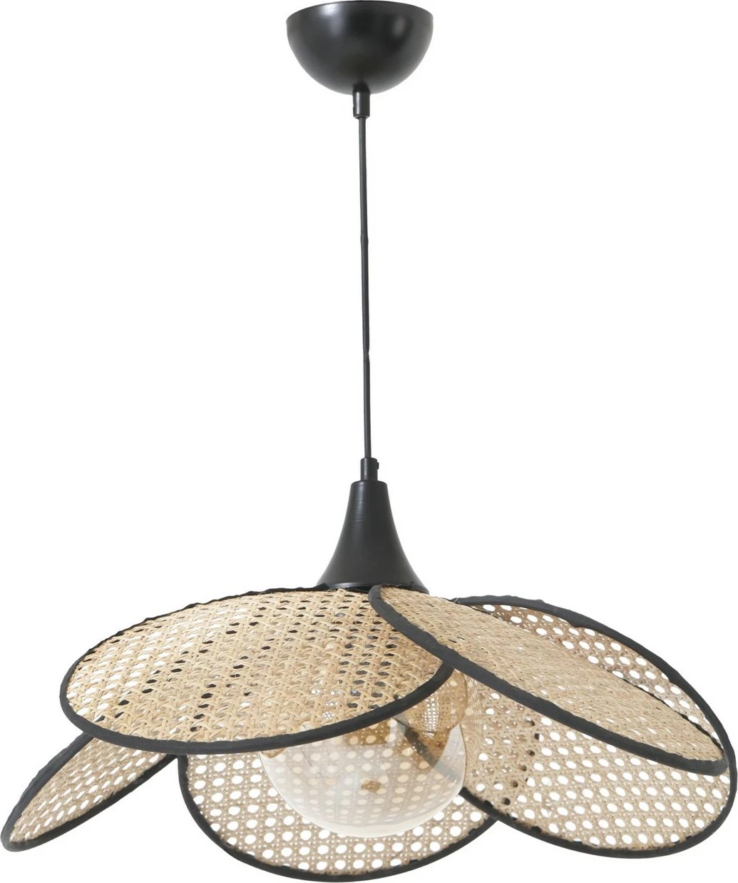 Llambë tavani Opviq, ratan, xham, ngjyrë fume dhe bezhë