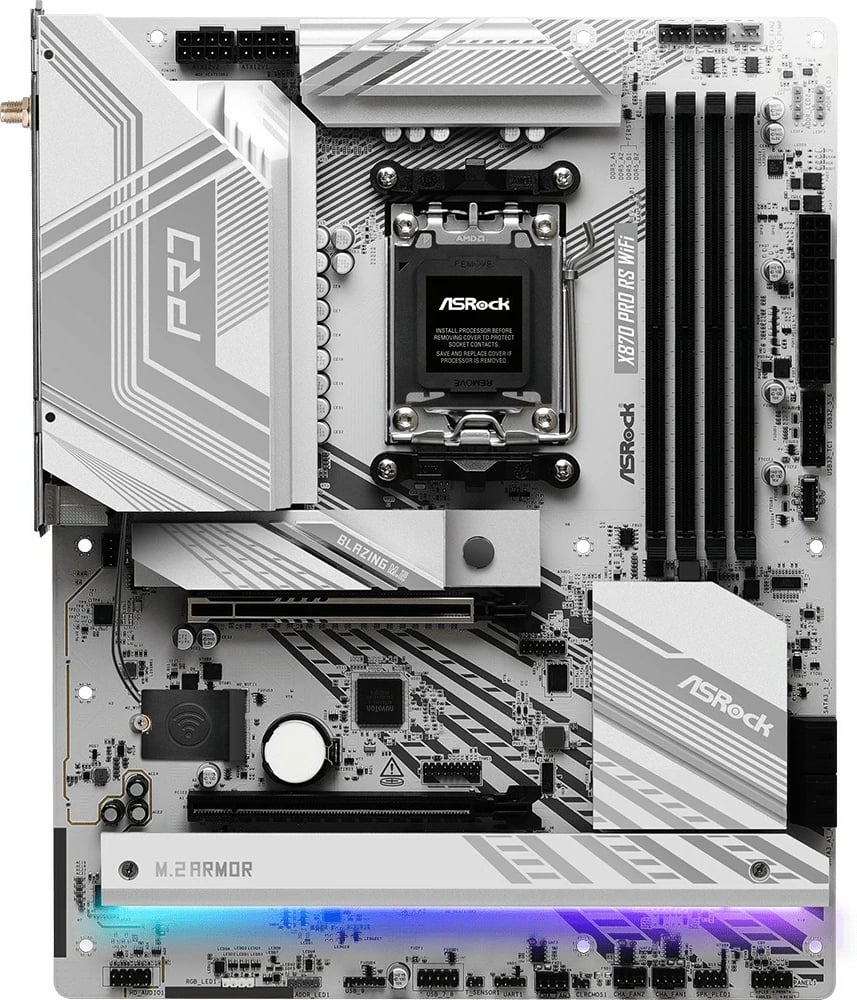 Pllakë amë ASRock X870 Pro RS WiFi, Socket AM5, DDR5-SDRAM, 256 GB, E bardhë