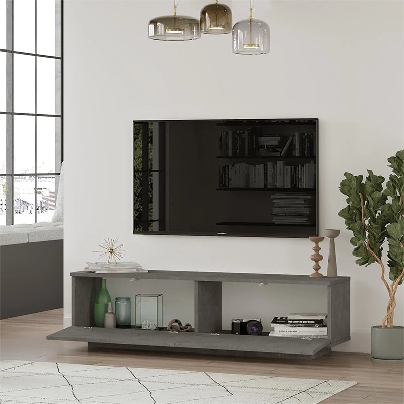 Dollap TV Zoeva, ngjyrë cemento gri, 140x35,5x38cm