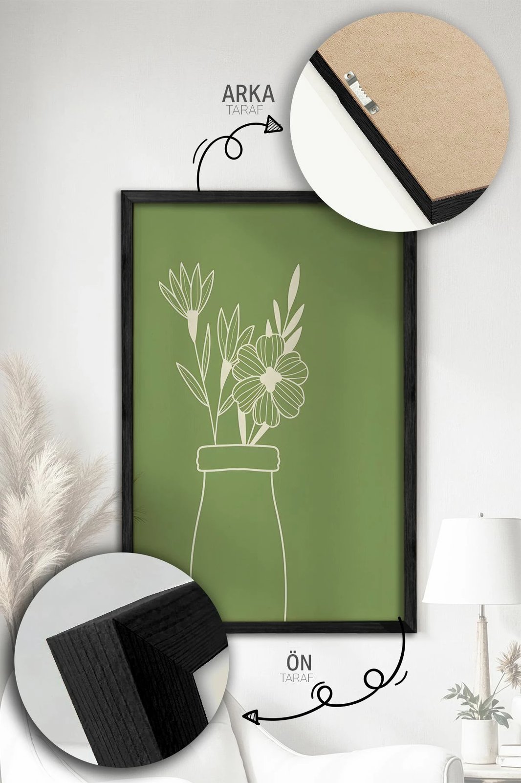 Pikturë dekorative me kornizë (3 copë), Wallity, Artvmodel29-Sıyah