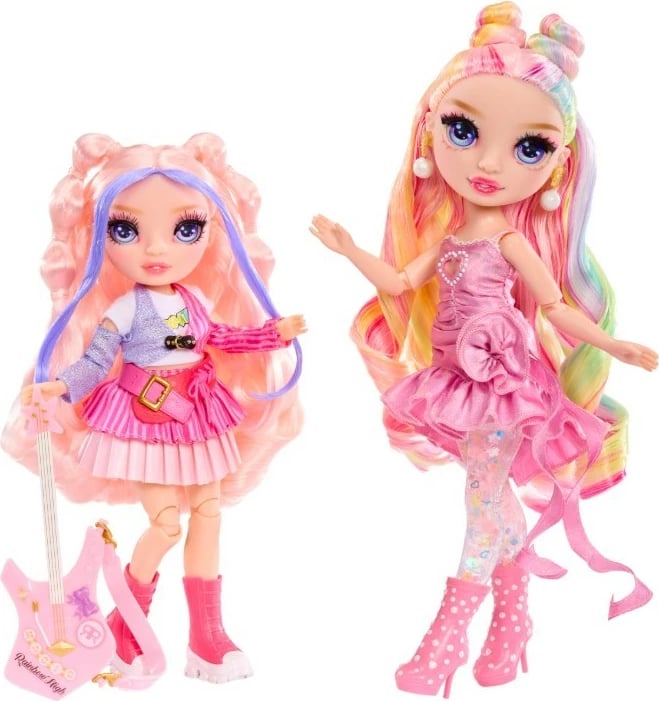 Kukull Rainbow High Jr High Bella me kitarë, 23 cm, rozë