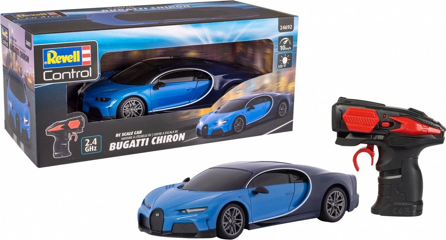 Makine lodër me telekomandë Revell RC Bugatti Chiron 1:24, e zezë/blu