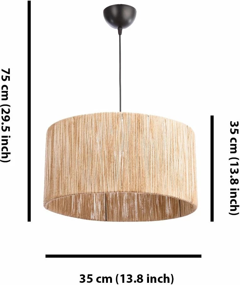 Llambë tavani Opviq, trup metalik, kapak jute, ngjyrë natyrale Llambë tavani Opviq, trup metalik, kapak jute, ngjyrë natyrale