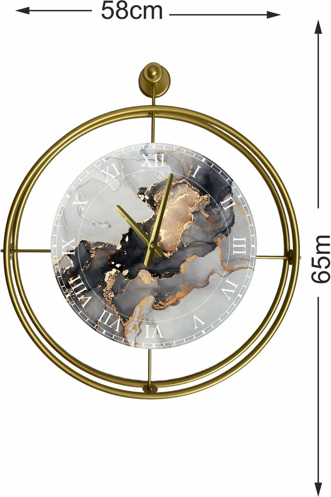 Orë muri dekorative prej metali, ngjyrë ari, Wallity, Mclock-00123