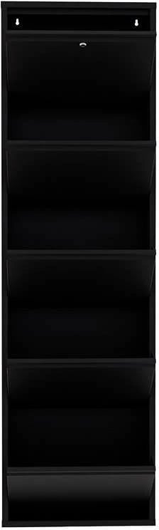 Dollap këpucësh Skye Decor, metal, 5 pjesë, ngjyrë e zezë, me kyç