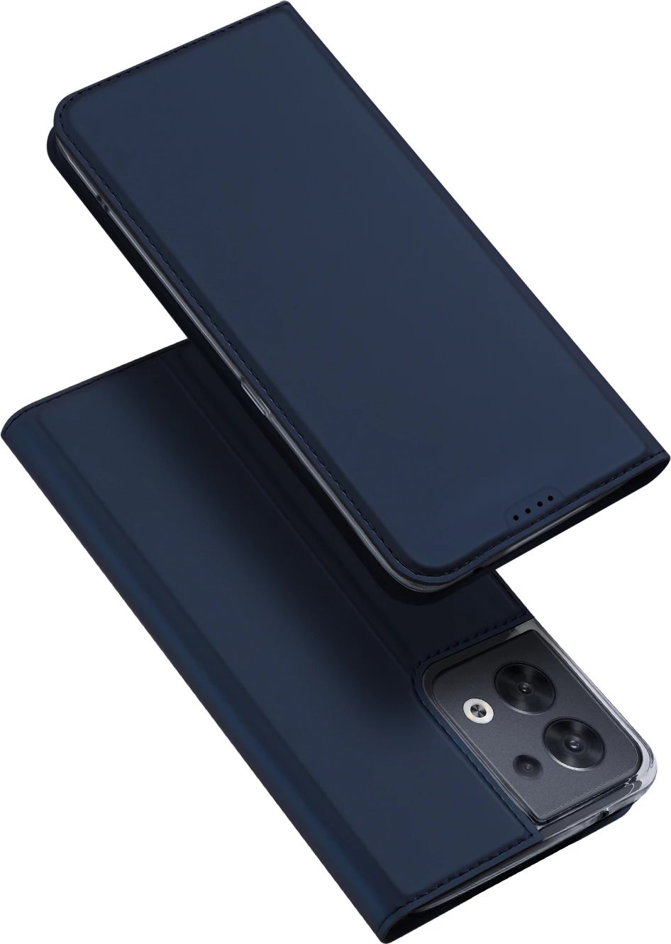 Mbështjellës Dux Ducis Skin Pro për Oppo Reno 8, me kapak, xhep për kartelë, funksion standi, kaltër