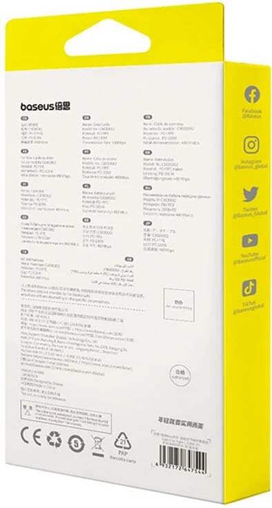 Kabllo USB-C në USB-C Baseus Free2Draw, 1m, 100W, vjollcë Kabllo USB-C në USB-C Baseus Free2Draw, 1m, 100W, vjollcë