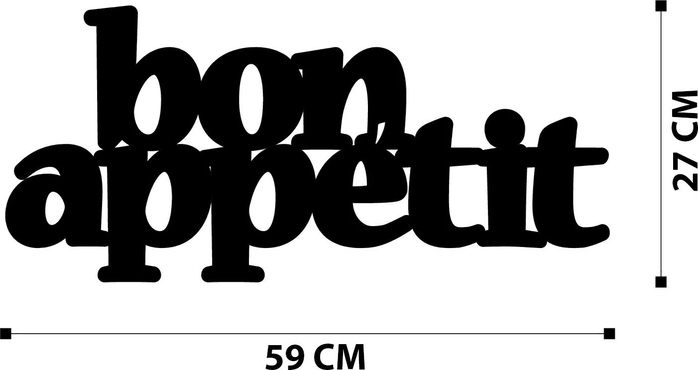 Aksesor dekorativ metalik për mur, Wallity Bon Appetit 2, ngjyrë e zezë, 59x27cm