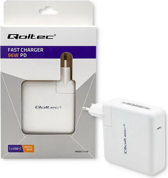 Mbushës muri Qoltec 96W, USB Type-C PD, i bardhë