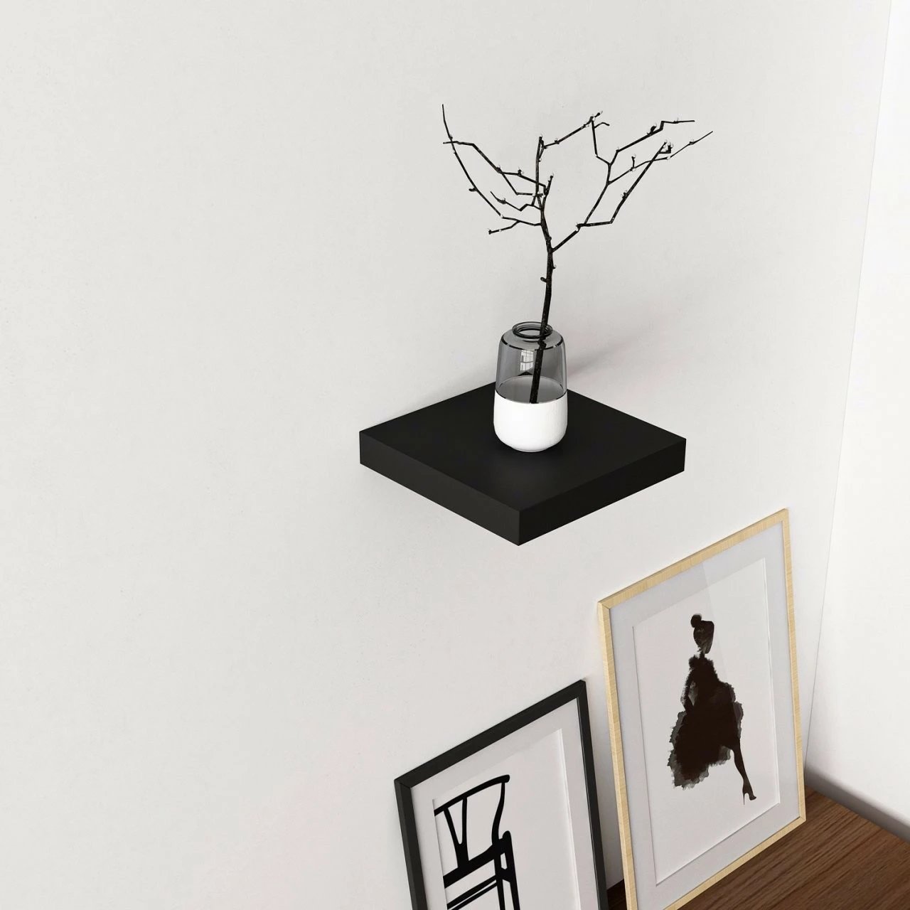 Raft muri Skye Decor, i zi, 23 cm