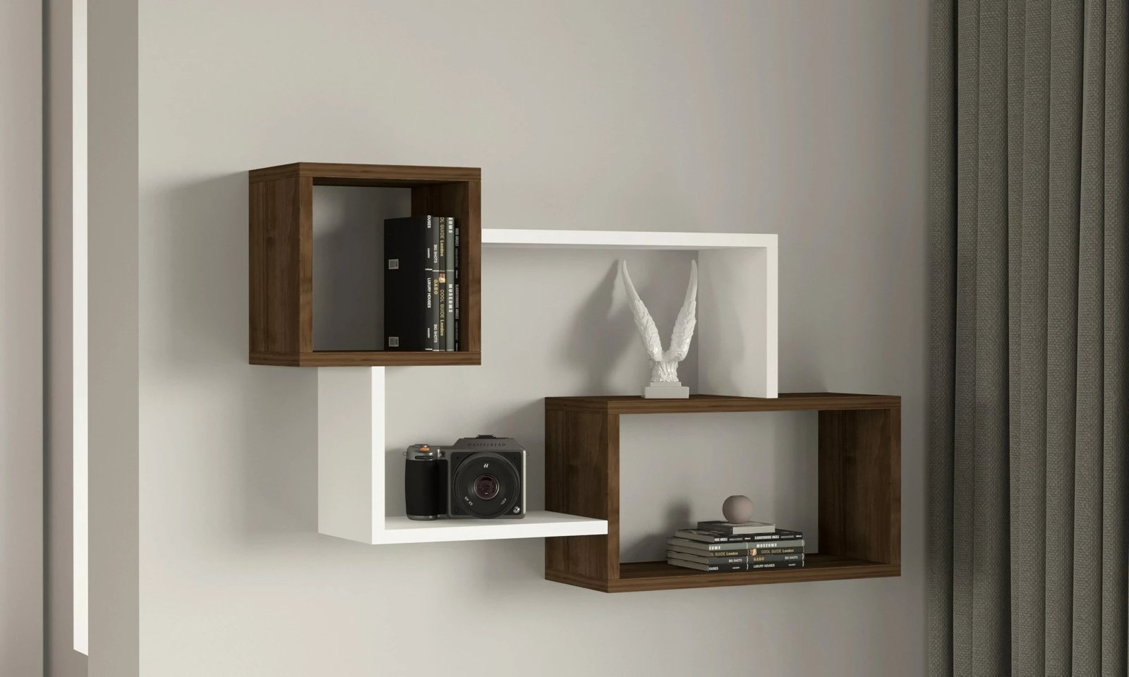 Raft muri Hanah Home, ngjyrë e bardhë dhe arre, Afro