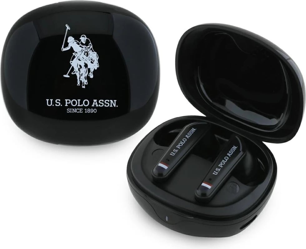 Kufje TWS U.S. Polo Assn. DH Logo, Bluetooth 5.4, me kuti karikimi, të zeza