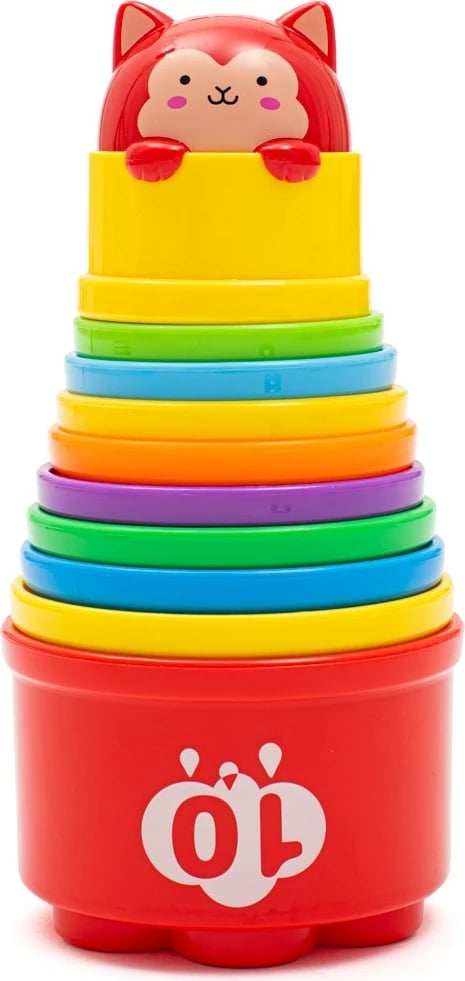 Gota edukative pirguese me melodi e drita, Baby Mix, set 10 copa, kullë deri 44 cm, multicolor