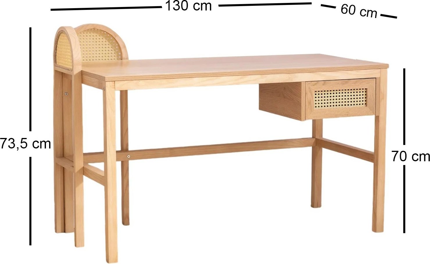 Tavolinë studimi Hanah Home, Nala 130, ngjyrë natyrale