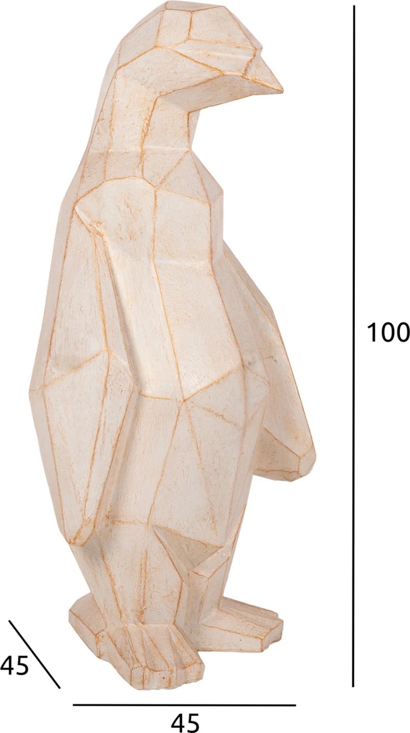 Dekor për dysheme, Pinguin, FH7916, ngjyrë patina e bardhë me detaje të arta, 45x45x100H cm