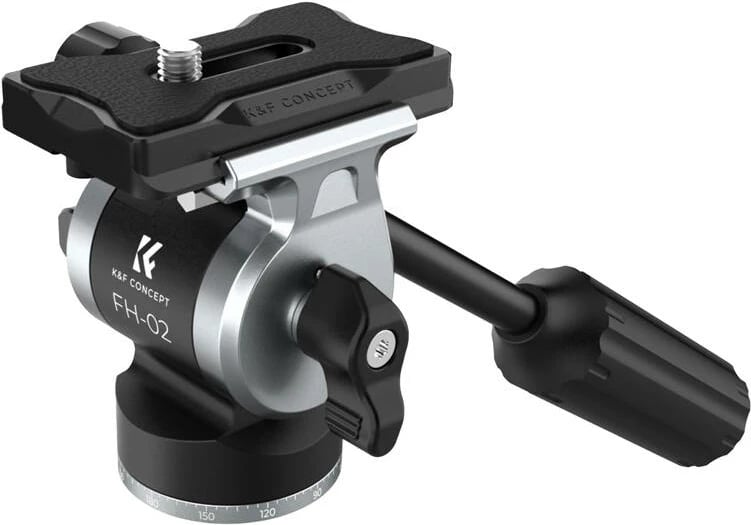 Kokë tripodi K&F Concept FH-02, aliazh alumini, 3 kg, e zezë