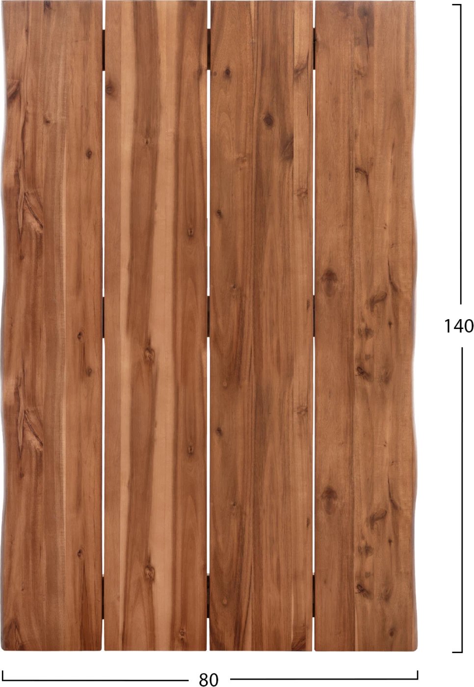 Sipërfaqe tavoline drejtkëndëshe, dru akacie natyrale, 140x80x3.5cm