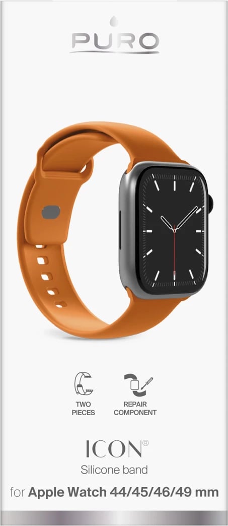 Rrip silikon për Apple Watch, Puro Icon PUICNAW44ORA17, për 44/45/46/49 mm, 2 rripa S/M + M/L, portokalli