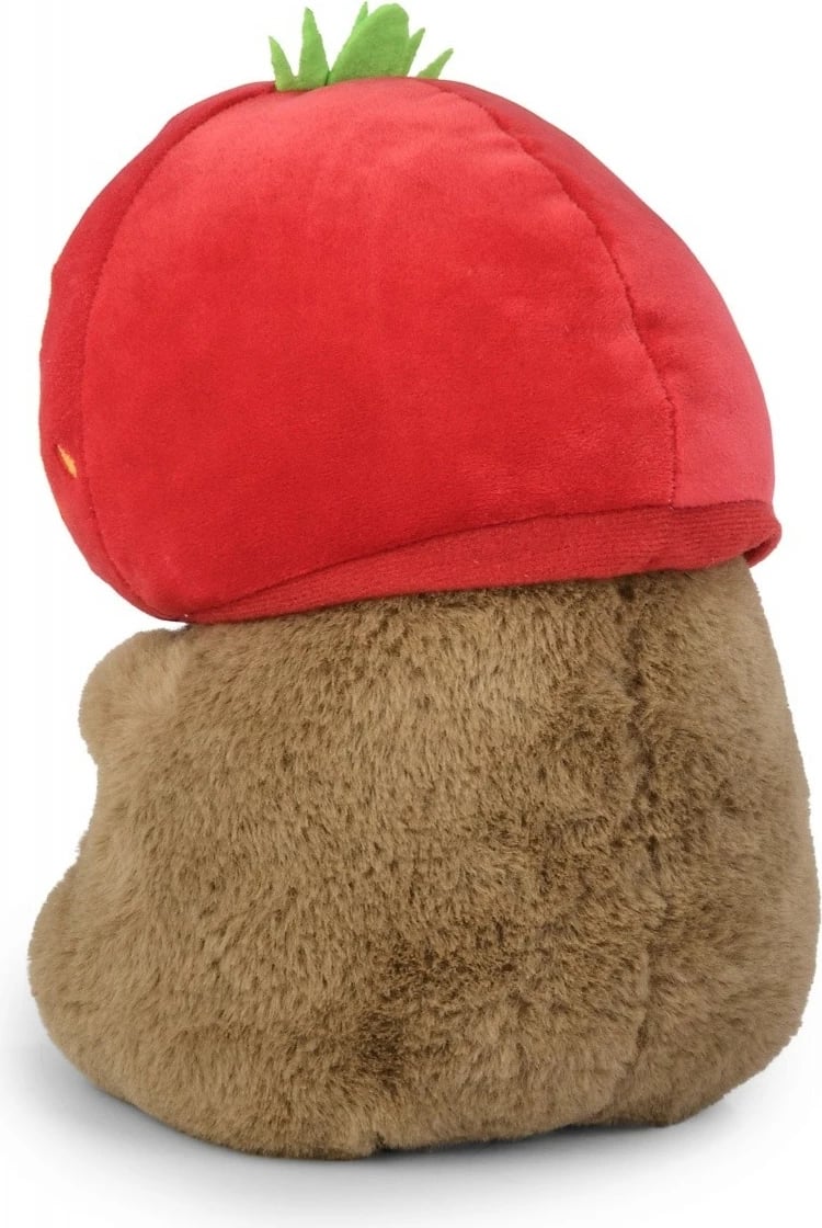 Lodër pelushi Daffi Capybara M-606 me kapelë luleshtrydhe, 20 cm, Kafe e Kuqe