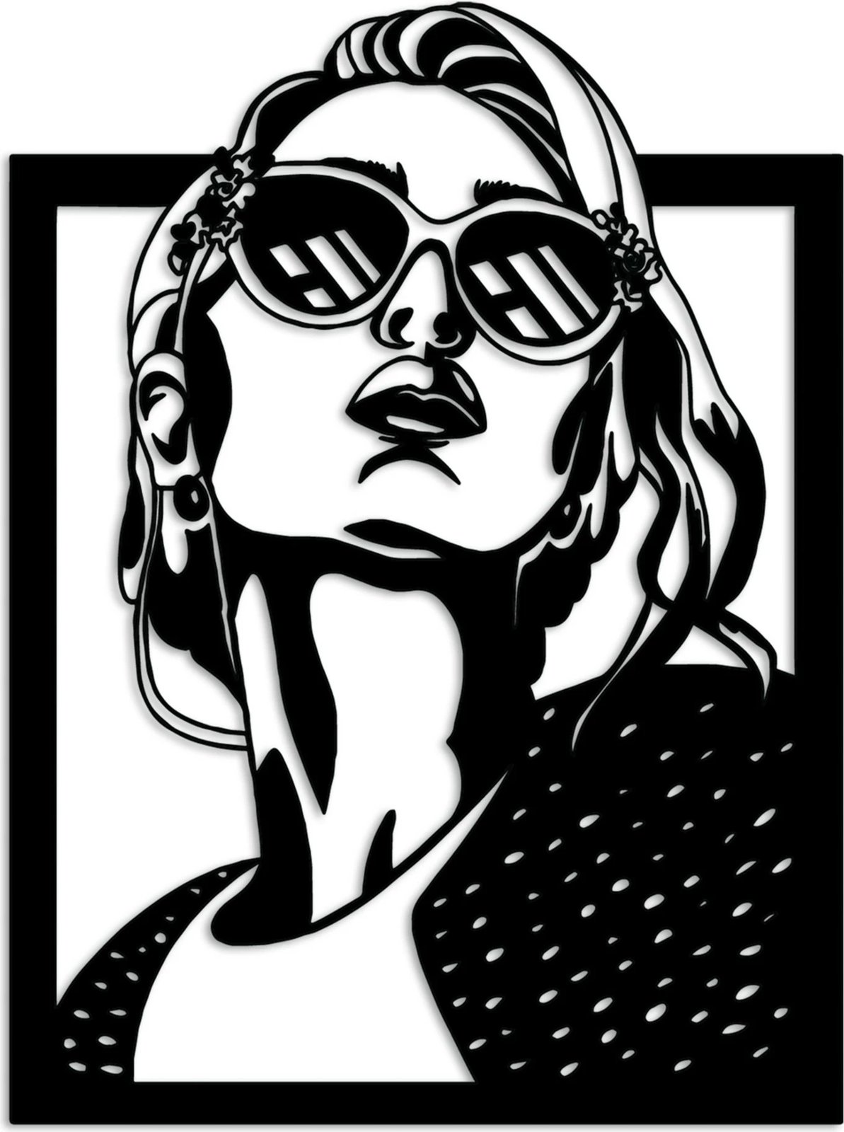 Aksesor dekorativ metalik për mur Wallity, July, ngjyrë e zezë, 55x40cm