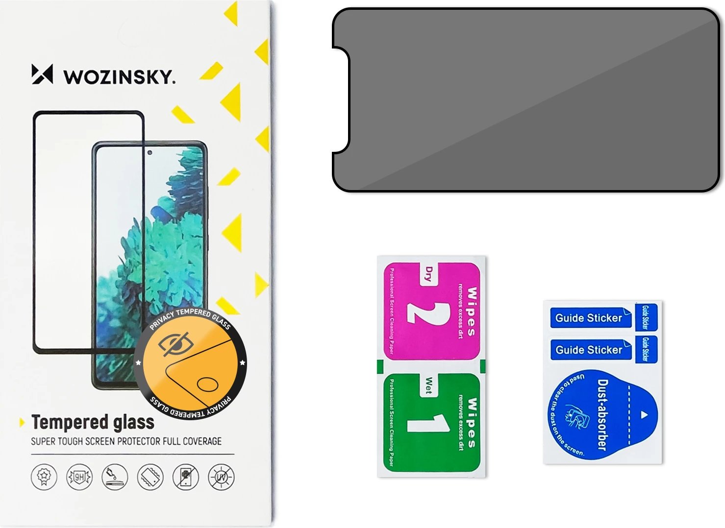 Mbështjellës xhami i temperuar Wozinsky Anti Spy për iPhone 13, 13 Pro, 14, 16e, Zi