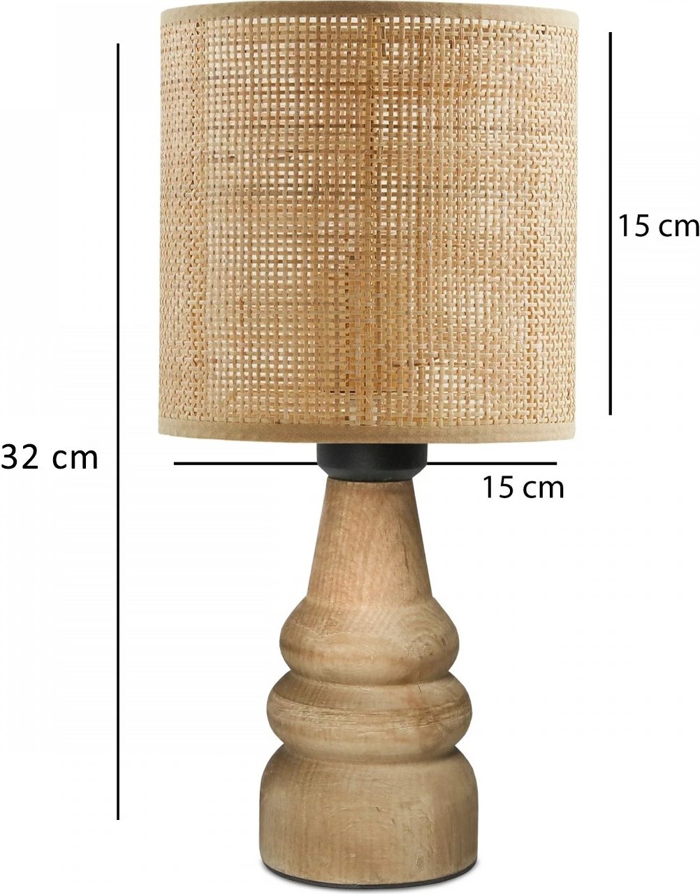 Llambë tavoline Opviq, trup druri, kapak bambu, krem, AYD-3674
