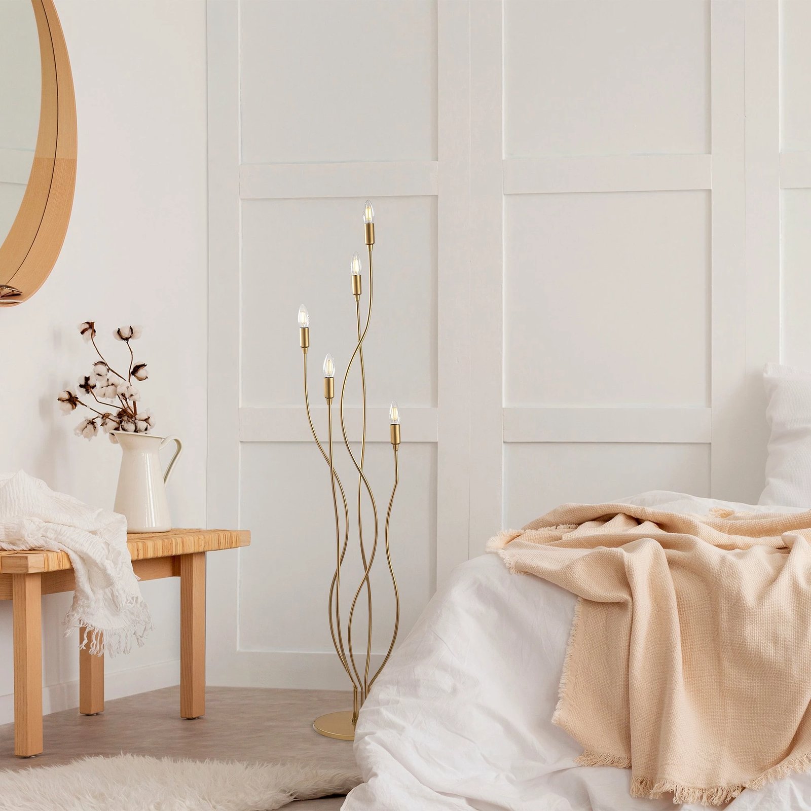 Llambë dyshemeje Opviq, Bonibon, ngjyrë ari, 35x35x155 cm