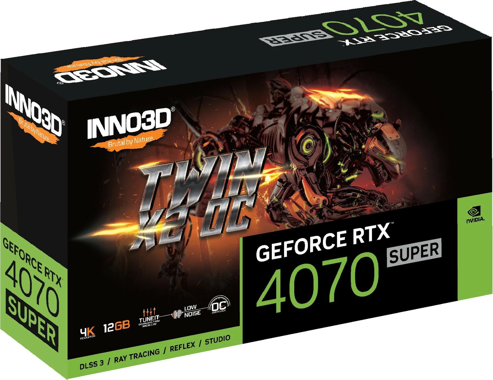 Kartelë grafike Inno3D GEFORCE RTX 4070 SUPER TWIN X2 OC, 12 GB, GDDR6X, PCI Express x16 4.0, e zezë/gri