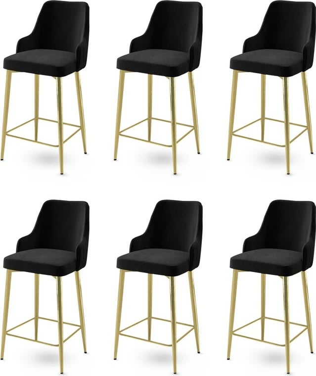 Set karrigesh për bar (6 copë), Hanah Home, Enox, e zezë, ari