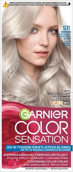 Krem ngjyrues për flokë Garnier Color Sensation S11 për femra Biondë Ultrajashtë e Tymosur, 1 copë