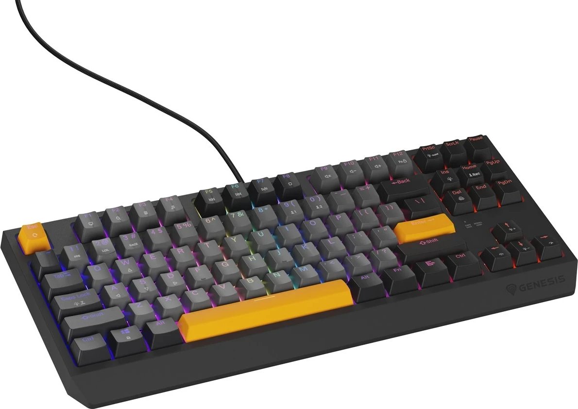 Tastierë mekanike gaming GENESIS Thor 230 TKL, Outemu Red, RGB, Wireless + Bluetooth + USB, Portokalli Tastierë mekanike gaming GENESIS Thor 230 TKL, Outemu Red, RGB, Wireless + Bluetooth + USB, Portokalli