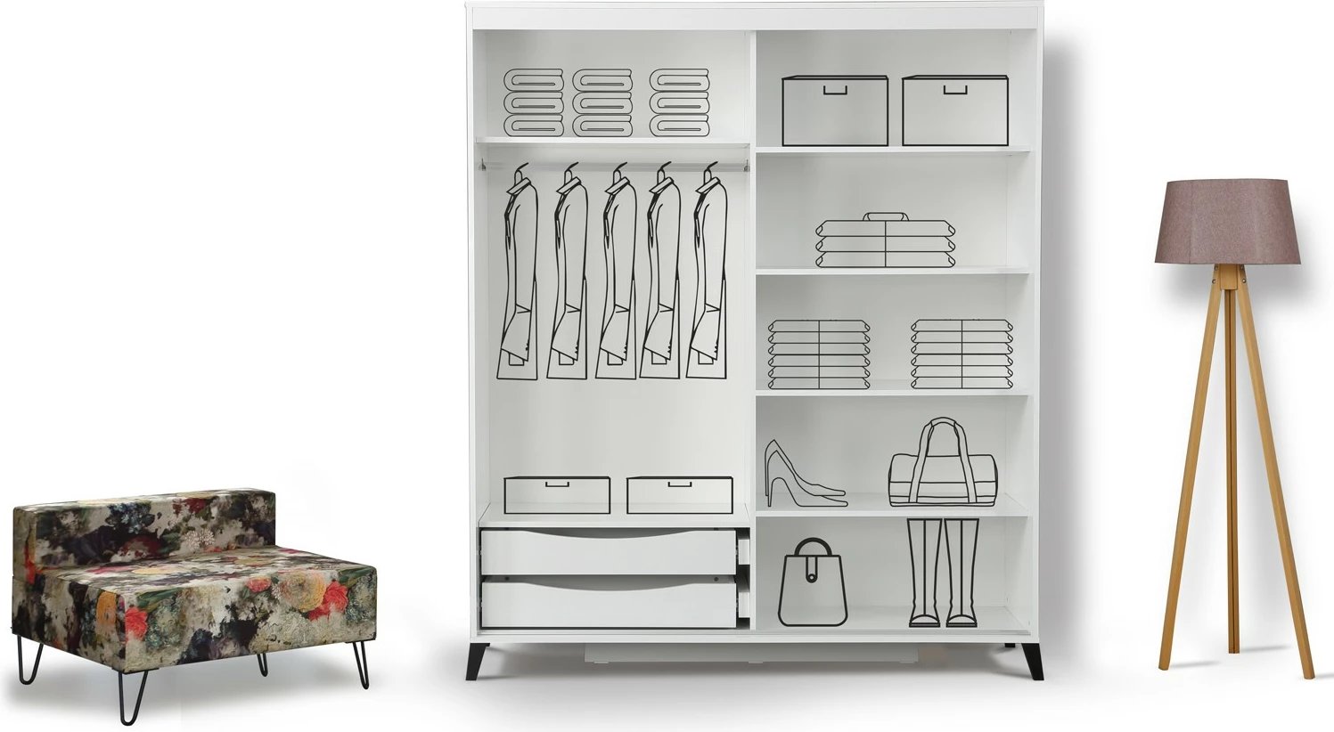 Dollap i bardhë Skye Decor, Pasific Home Fuga 190, me pasqyrë