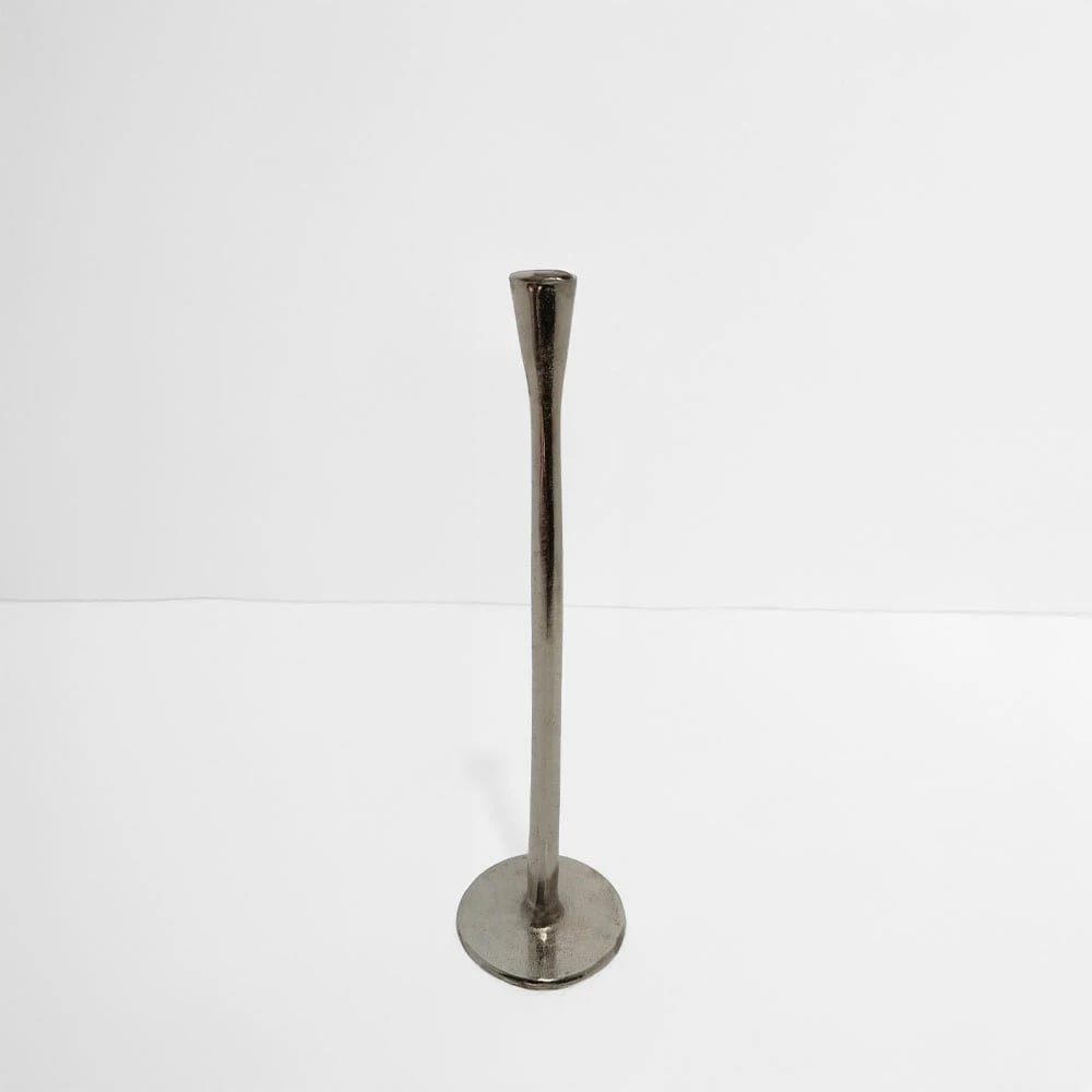 Mbajtëse qirinjsh STELLA, alumin, argjend, 11x11x42 cm