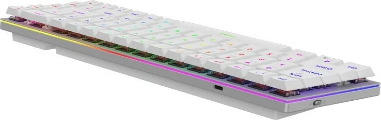 Tastierë mekanike Aqirys Agena, 65%, 68 taste, Gateron Red, RGB, wireless & me kabllo, e bardhë